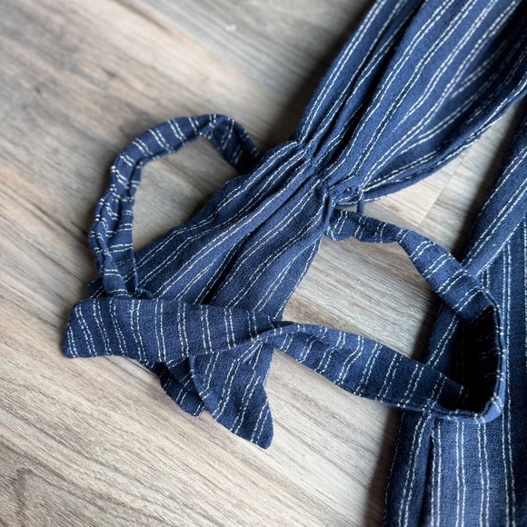 NWT She + Sky Navy Striped Smocked Off Shoulder Long Sleeve Top – Size S - Picture 10 of 12